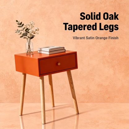 🍊 A Touch of Color, A Sense of Calm — Minimalist Wooden Side Table Designed to Add Character, Warmth, and Modern Elegance to Your Living Space
