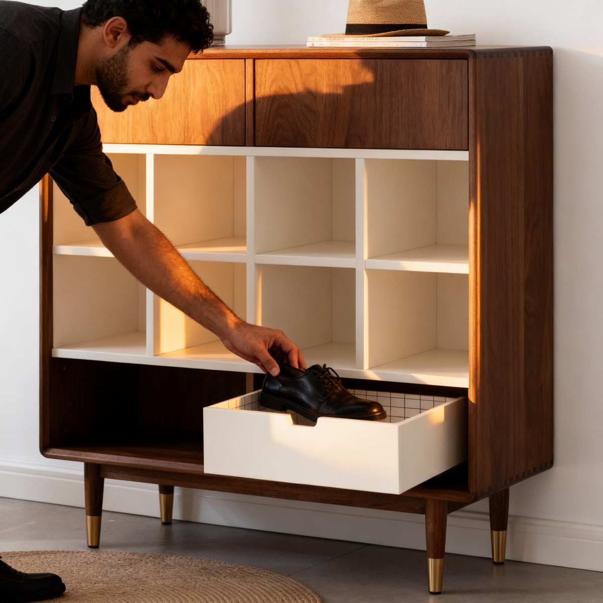 🏡 Transform Your Entryway Into a More Organized Welcome — Mid-Century Wooden Shoe Cabinet Created for Stylish Storage and Everyday Home Rituals