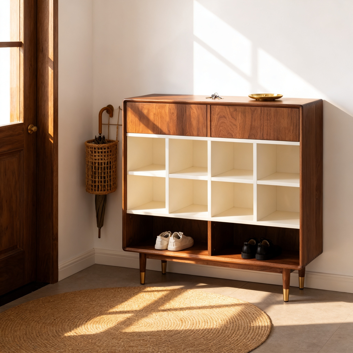 🏡 Transform Your Entryway Into a More Organized Welcome — Mid-Century Wooden Shoe Cabinet Created for Stylish Storage and Everyday Home Rituals