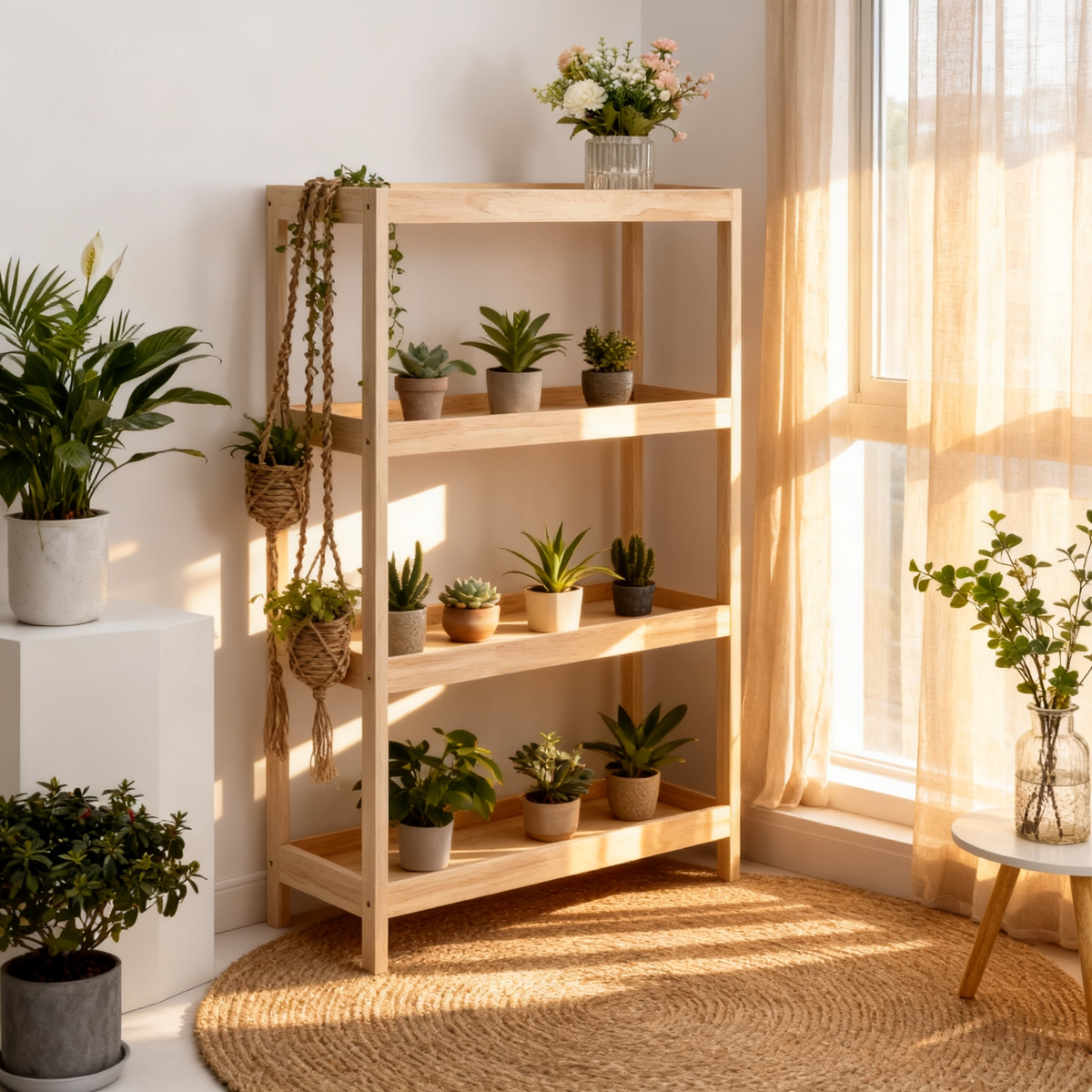 🪵 Four Levels of Everyday Beauty — A Solid Oak Tray Shelf Designed to Display, Organize, and Elevate the Small Details of Your Home
