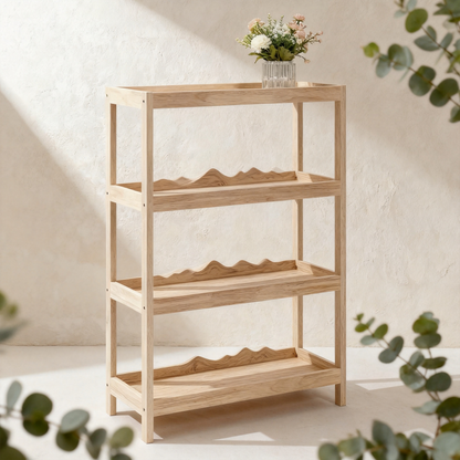 🪵 Four Levels of Everyday Beauty — A Solid Oak Tray Shelf Designed to Display, Organize, and Elevate the Small Details of Your Home
