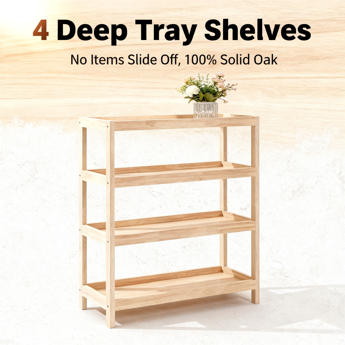 🪵 Four Levels of Everyday Beauty — A Solid Oak Tray Shelf Designed to Display, Organize, and Elevate the Small Details of Your Home
