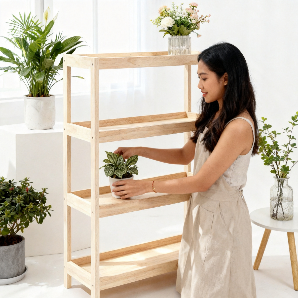 🪵 Four Levels of Everyday Beauty — A Solid Oak Tray Shelf Designed to Display, Organize, and Elevate the Small Details of Your Home