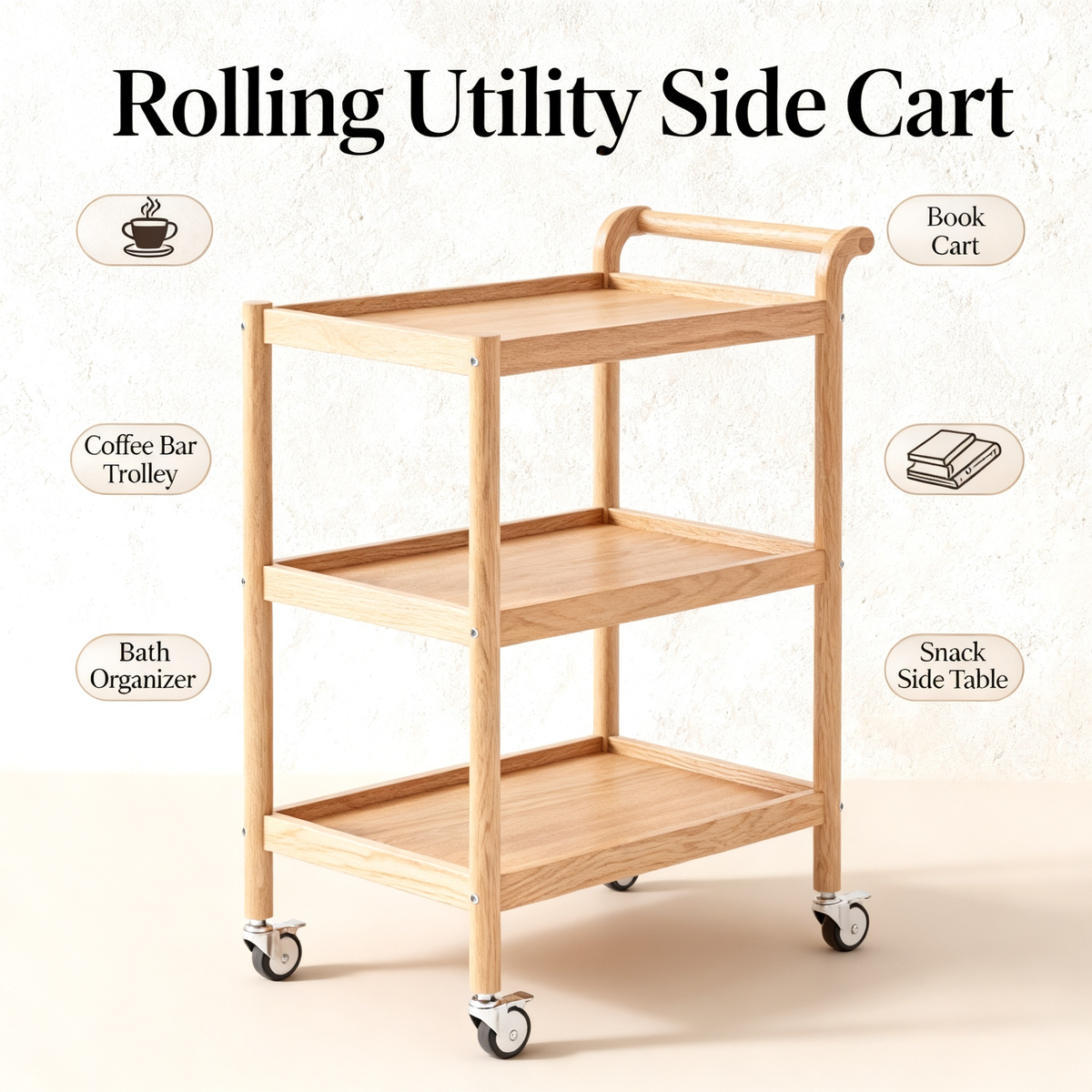 🛒 Effortless Organization Wherever You Need It — A Mobile Wooden Utility Cart Designed To Bring Flexibility, Function, and Modern Convenience Into Your Home