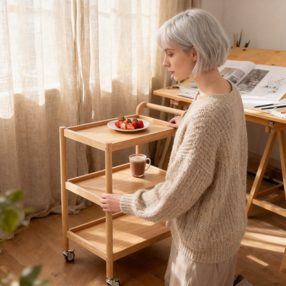 🛒 Effortless Organization Wherever You Need It — A Mobile Wooden Utility Cart Designed To Bring Flexibility, Function, and Modern Convenience Into Your Home