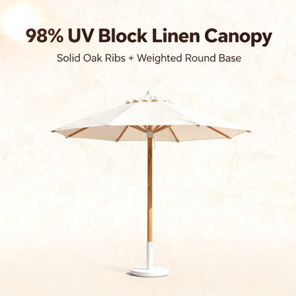 ☀️ Turn Outdoor Moments Into Everyday Escapes — A Linen Patio Umbrella Designed To Create Comfortable Shade With Natural Elegance and Relaxed Summer Style