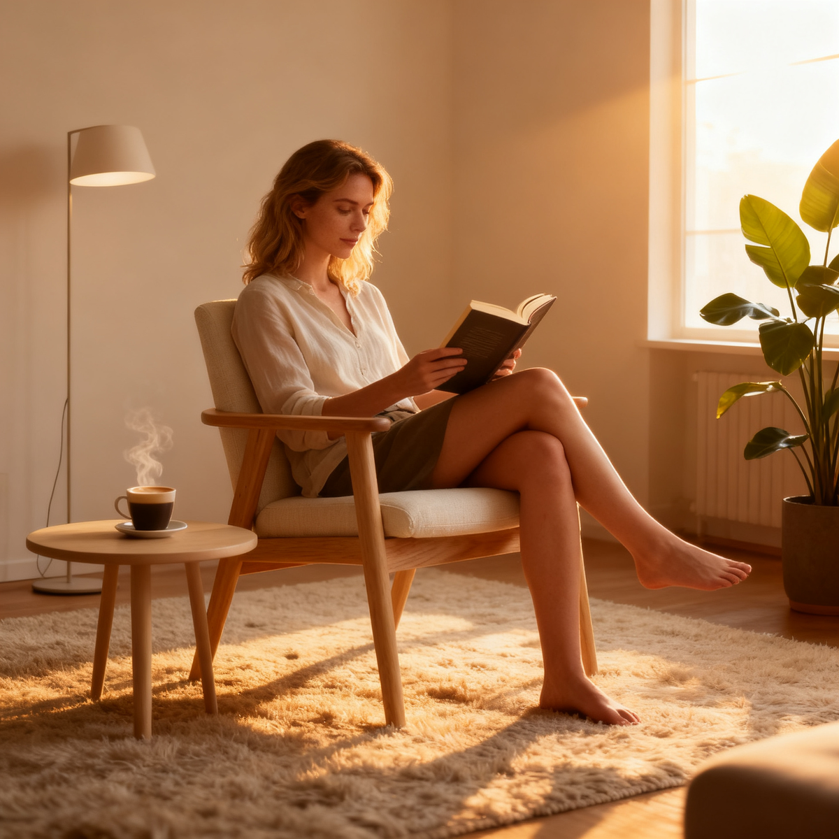 🌿 A Quiet Retreat Designed Around Your Comfort — A Scandinavian Solid Wood Lounge Chair Bringing Warmth, Balance, and Timeless Elegance Into Modern Homes