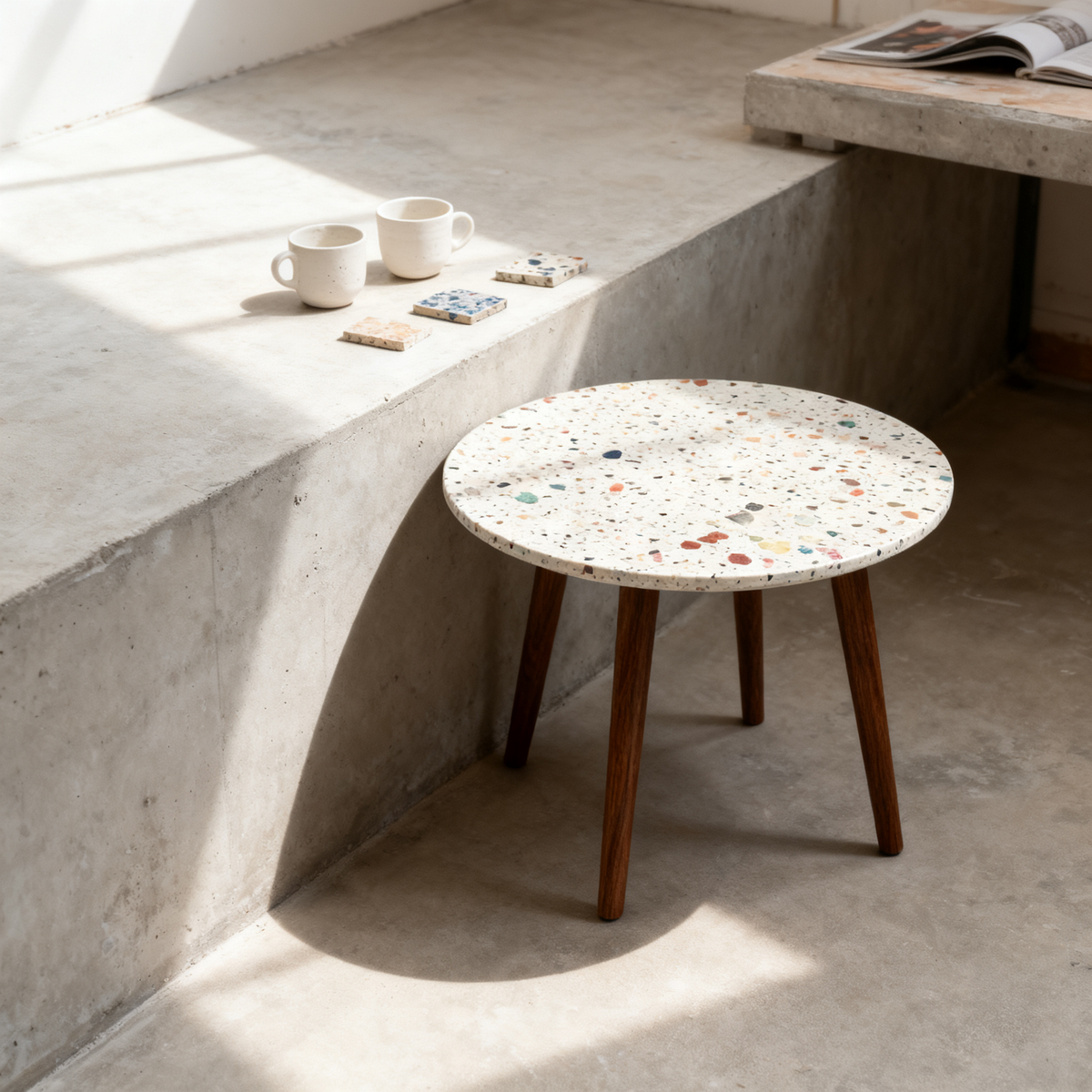 🪨 Where Natural Texture Meets Modern Dining — A Round Terrazzo Table Designed To Become The Heart Of Meaningful Gatherings and Contemporary Home Spaces