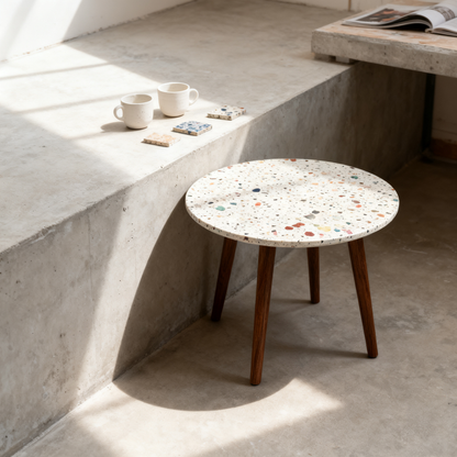 🪨 Where Natural Texture Meets Modern Dining — A Round Terrazzo Table Designed To Become The Heart Of Meaningful Gatherings and Contemporary Home Spaces