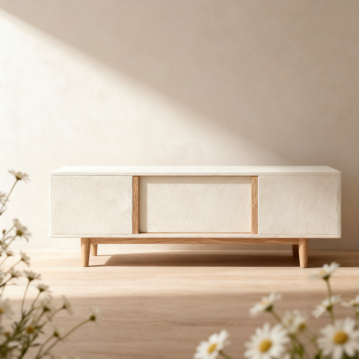 🤍 Minimalist TV Console — A Quiet Statement Piece That Brings Warmth, Balance, and Modern Simplicity Into Your Living Room