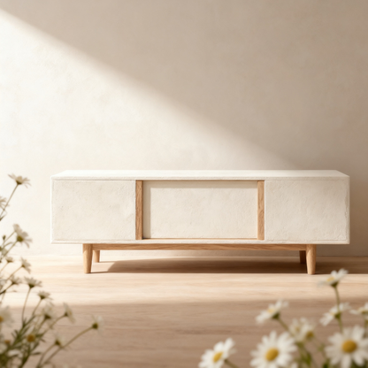 🤍 Minimalist TV Console — A Quiet Statement Piece That Brings Warmth, Balance, and Modern Simplicity Into Your Living Room
