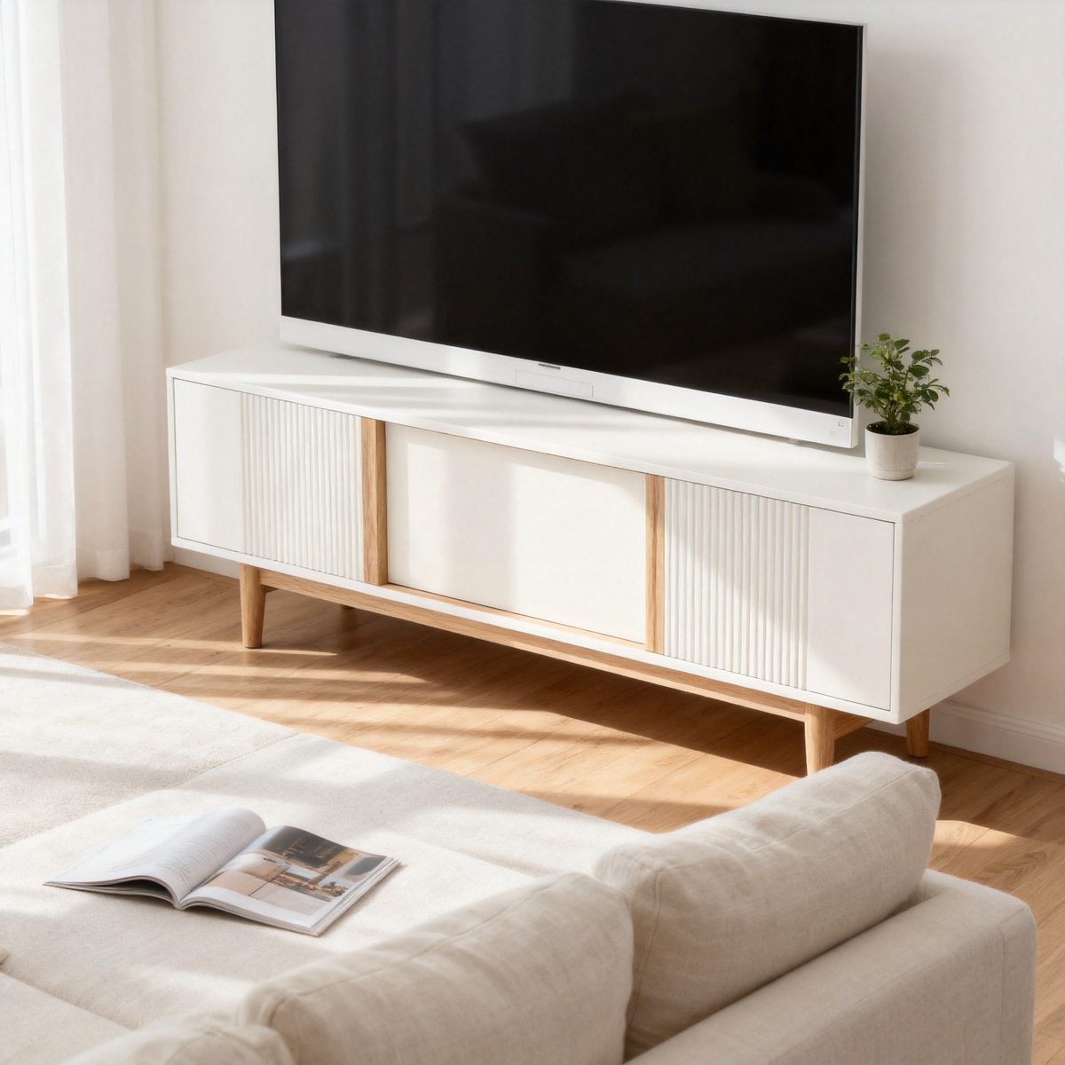 🤍 Minimalist TV Console — A Quiet Statement Piece That Brings Warmth, Balance, and Modern Simplicity Into Your Living Room