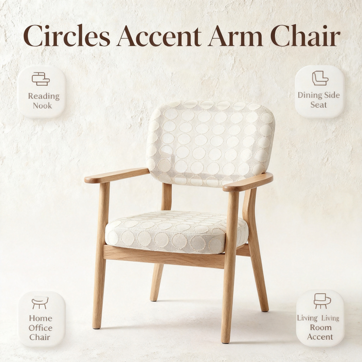 🌙 Circles Accent Arm Chair — A Sculptural Comfort Seat Designed to Create Cozy Corners, Relaxing Moments, and Timeless Modern Elegance