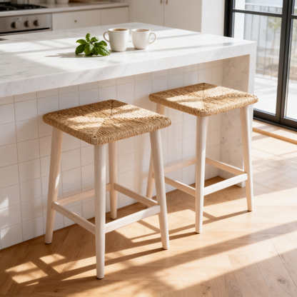 🌾 Woven Rattan Bar Stool — A Natural Handcrafted Seating Piece Designed To Add Warmth, Texture, and Relaxed Elegance To Your Kitchen Space