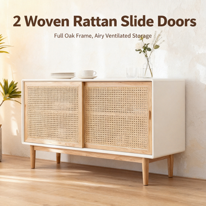 🌿 Rattan Cane Sideboard Cabinet — A Natural Storage Statement Piece Designed To Bring Texture, Warmth, and Organic Elegance Into Modern Homes