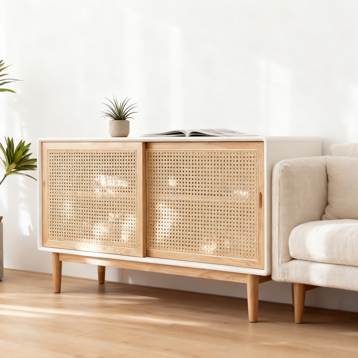 🌿 Rattan Cane Sideboard Cabinet — A Natural Storage Statement Piece Designed To Bring Texture, Warmth, and Organic Elegance Into Modern Homes