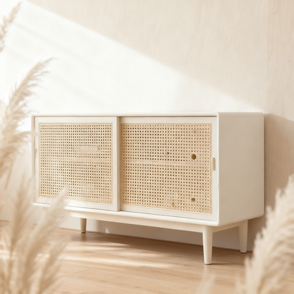 🌿 Rattan Cane Sideboard Cabinet — A Natural Storage Statement Piece Designed To Bring Texture, Warmth, and Organic Elegance Into Modern Homes