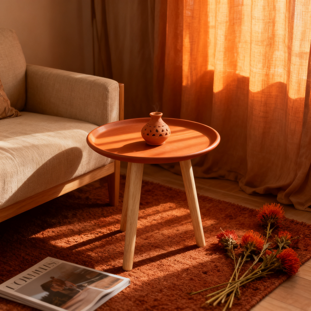 ☕ Round Tray Side Table — A Functional Art Piece Designed To Add Warmth, Convenience, and Modern Elegance To Every Corner Of Your Home