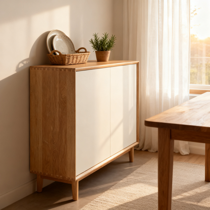 🌾 A Statement Of Quiet Elegance — A Scandinavian Solid Wood Sideboard Designed To Bring Storage, Warmth, and Sophisticated Balance Into Every Corner Of Your Home