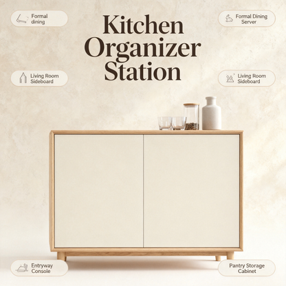🌾 A Statement Of Quiet Elegance — A Scandinavian Solid Wood Sideboard Designed To Bring Storage, Warmth, and Sophisticated Balance Into Every Corner Of Your Home